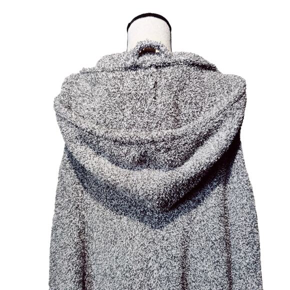 NWT Soft Surroundings Grey Plush Sleeveless Waterfall Sweater Open Front Hooded - Picture 7 of 8